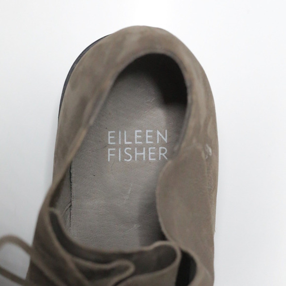 EILEEN FISHER Charlie Tumbled Nubuck Chunky Heel Ankle Booties Boots Capsule 6.5 - Picture 5 of 7